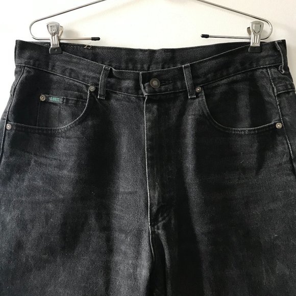 VTG LEE Faded Black Jeans Cropped Sz 36 - Picture 3 of 3